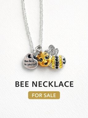 Bee Pendant Necklace with 'Bee-lieve in Yourself' Charm - Yellow & Black